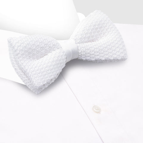 Pre-Tied White Knitted Bow Tie