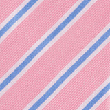 Pink Woven Silk Tie with Blue and White Stripes