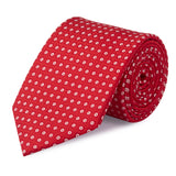 Red & White Classic Floral Spot Silk Tie