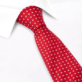 Red & White Classic Floral Spot Silk Tie