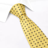 Yellow & Navy Flower Spot Silk Tie