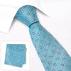 Turquoise Micro Paisley Woven Silk Tie & Handkerchief Set