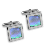 Sterling Silver Large Oyster Shell Square Cufflinks