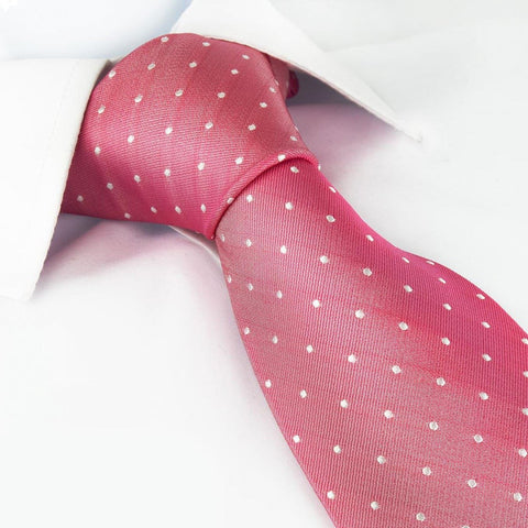 Fuchsia Polka Dot Woven Silk Tie