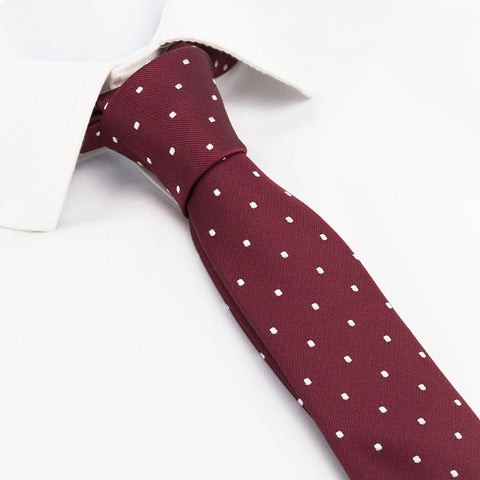 Wine Polka Dot Slim Silk Tie