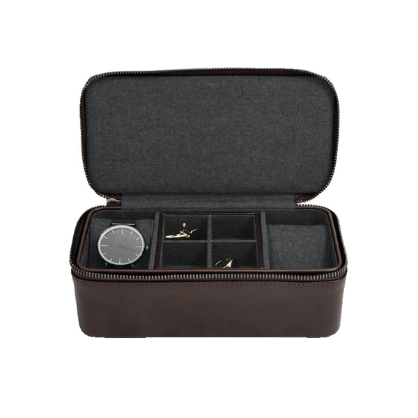 Brown Zipped Watch and Cufflink Stackers Box The Cufflink Store