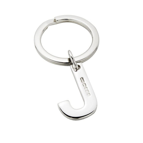 Sterling Silver Letter J Keyring