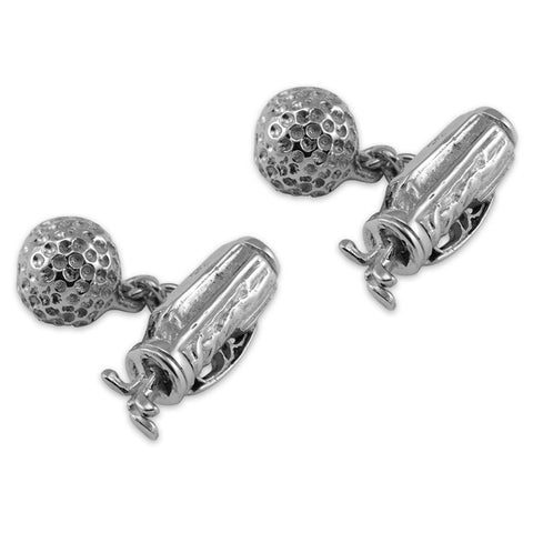 Sterling Silver Golf Bag & Ball Cufflinks